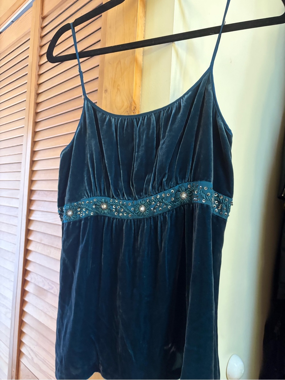 INC International Concepts Teal Velvet Beaded Tank Top